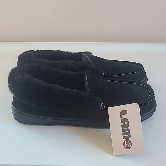 Lamo Australian Suede Sheep Skin Candace Slip On Moccasins Black Women's Size 9 - Picture 4 of 12